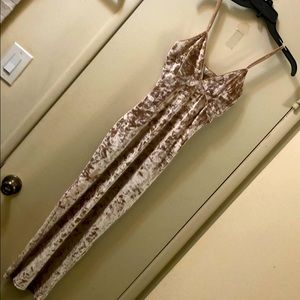 NWOT Gold crushed velvet long midi dress